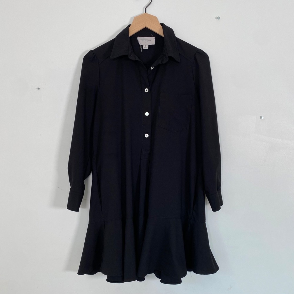 Pomander Place Black Shirt Dress with Flared Hem